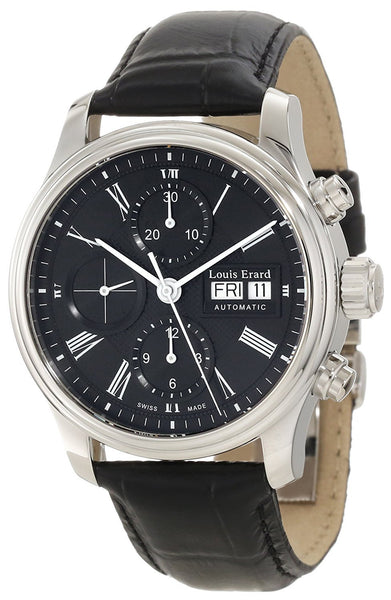 Louis Erard Heritage Day/Date Stainless Steel & Leather Mens
